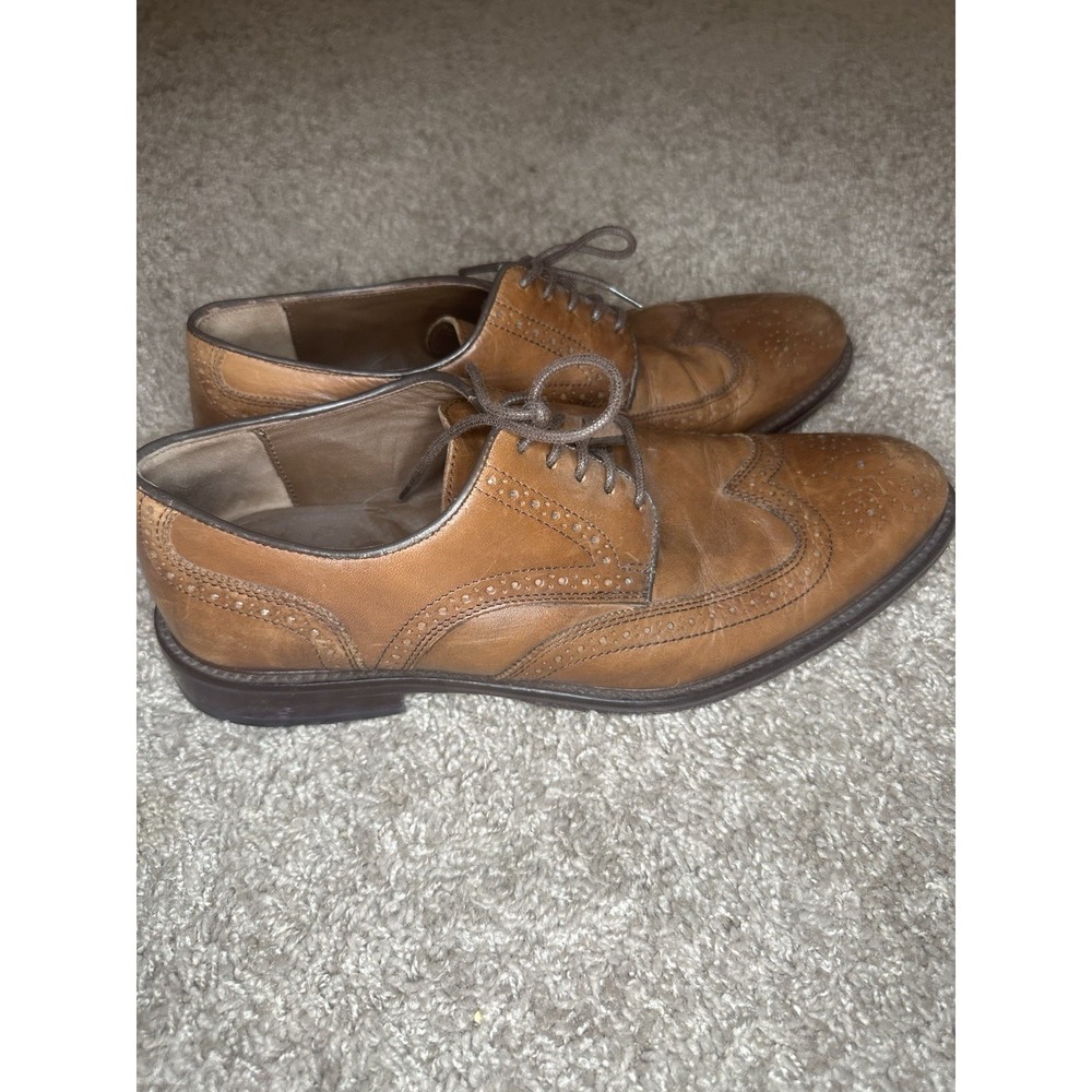 Johnston Murphy Wingtip Oxfords Mens 10 Brown Leather Dress Shoes Brogue Lace Up